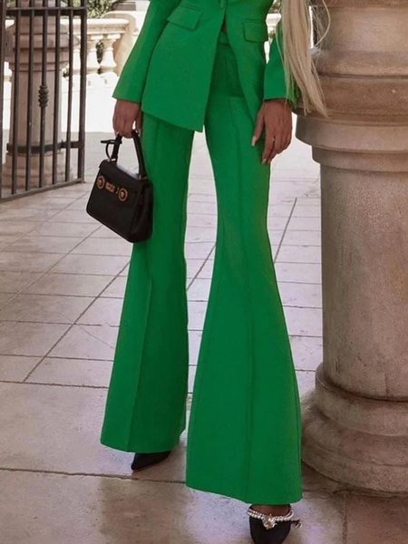 

Elegant Work Fashion Bell-Bottomtrousers Pants, Green, Flared Pants