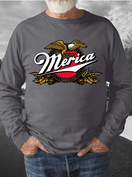 

Men Sea Eagles Printing Casual Sweatshirt, Gray, Hoodies&Sweatshirts