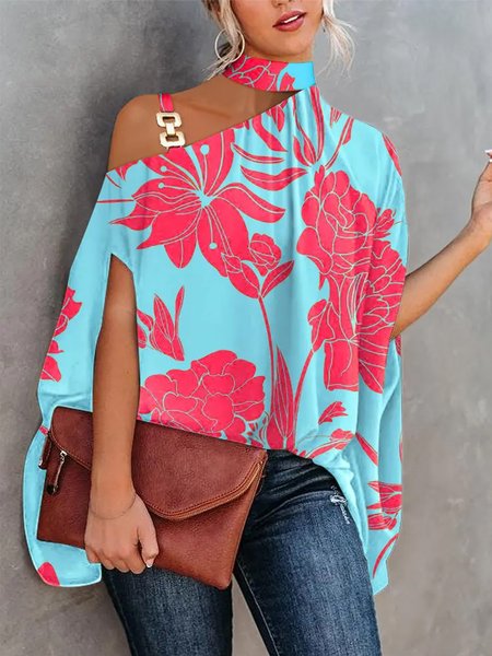 

Vacation Floral Loosen Top, Rose red, Blouses and Shirts
