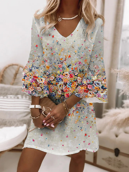 

Ruffled Sleeves Casual Floral Dress, Multicolor, Dresses