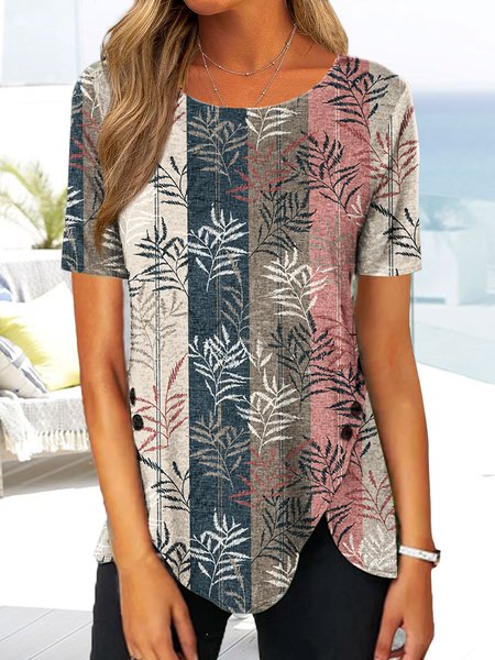 

Casual Striped Crew Neck Tops, Multicolor, Shirts & Blouses