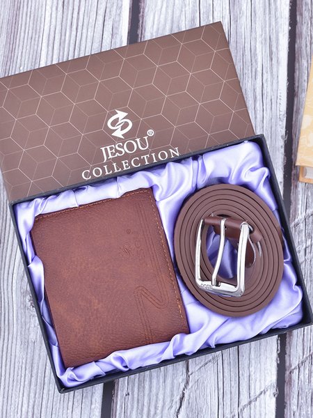 

Father's Day Wallet Belt Gift Box Set Holiday Gift, Brown, Women's Bags