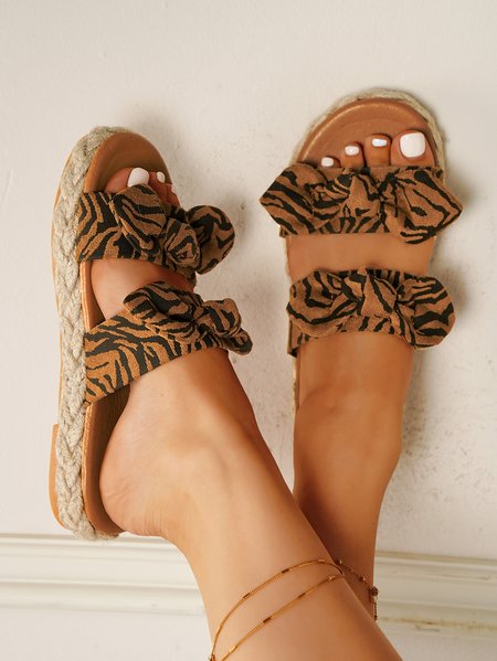 

Vintage Leopard Weave Platform Slippers, Sandals & Slippers