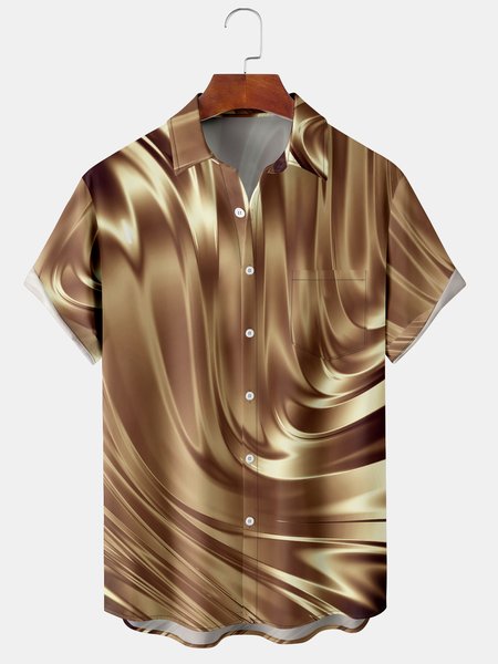 

Mens Gold 3D Printed Casual Hawaiian Short Sleeve Shirt, Golden, Men's Floral shirt
