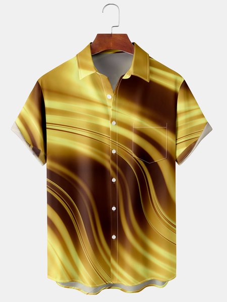 

Men's 3D Printed Casual Breathable Hawaiian Short Sleeve Shirt, Yellow, Short Sleeve Shirts