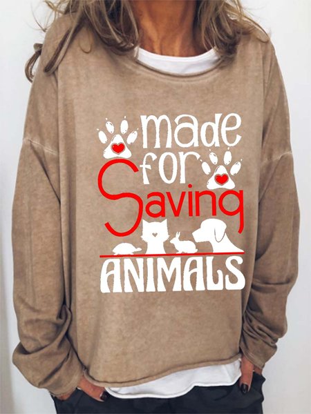 

Women Printing Animal Loose Casual Sweatshirt, Khaki, Hoodies&Sweatshirts