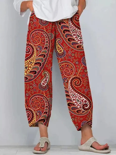 

Paisley Vintage Casual Pants, Coral, Pants