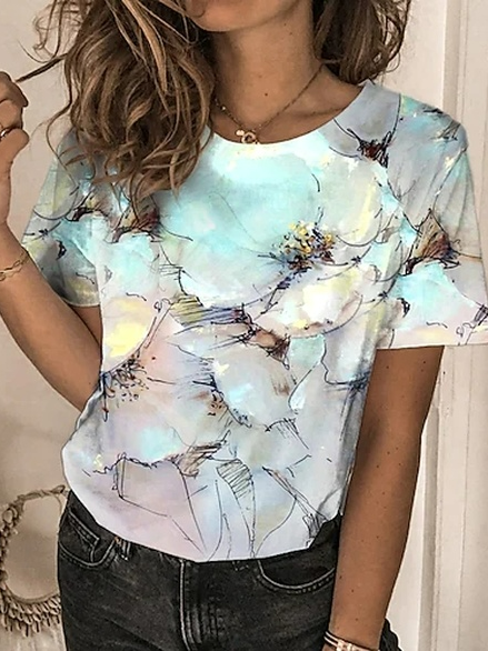 

Floral Cotton-Blend T-Shirt, Multicolor, T-Shirts