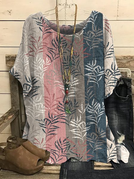 

Casual Crew Neck Floral Tops, Multicolor, Shirts & Blouses
