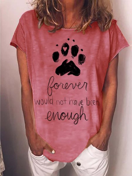 

Women Dog Animal Printing Casual Cotton-Blend T-Shirt, Pink, T-shirts