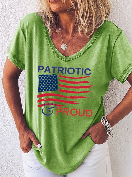 

Lilicloth X Kat8lyst Proud With America Flag Women's T-Shirt, Green, T-shirts