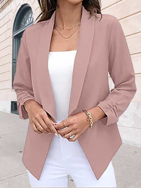

Casual Plain Cross Neck Blazer, Pink, Blazers