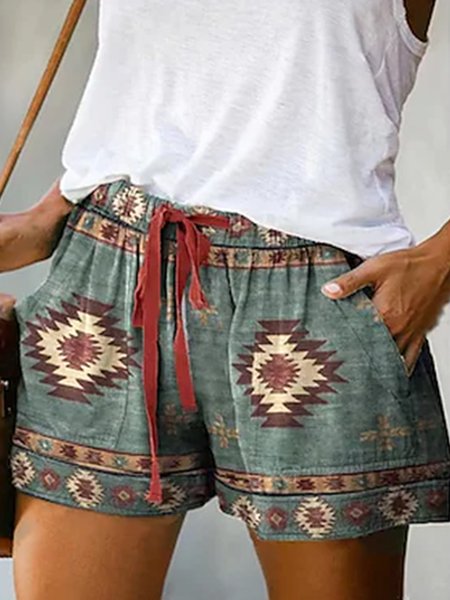 

Loose Vacation Casual Pants, Multicolor, Shorts