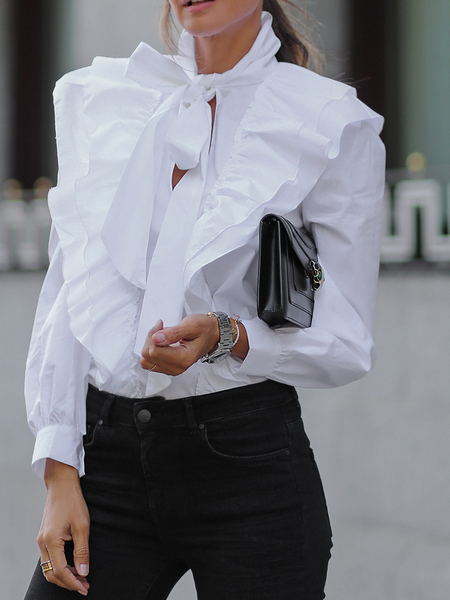 

Autumn H-Line No Elasticity Regular Fit Plain Others Long sleeve Blouse, White, Blouses and Shirts