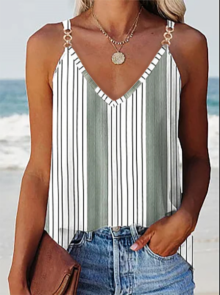 

Casual Cotton Blends V Neck Tanks & Camis, Multicolor, Tanks & Camis