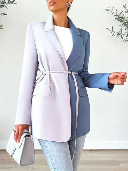 

Color Block Elegant Lapel Collar Blazer, As picture, Blazers