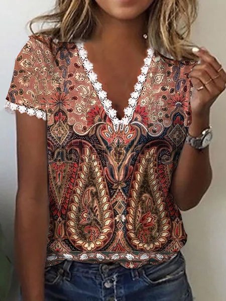 

Geometric Casual T-Shirt, Pink, T-Shirts