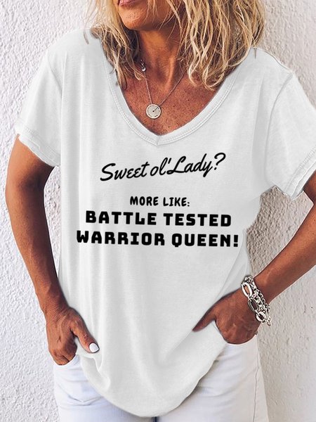 

Lilicloth X Kat8lyst Sweet Ol' Lady More Like Battle Tested Warrior Queen Women's T-Shirt, White, T-shirts