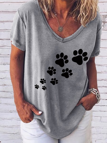 

Cat's Footprint Women's Casual T-Shirt, Gray, T-shirts