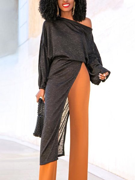 

Plain Long Sleeve Urban Top, Black, Blouses and Shirts
