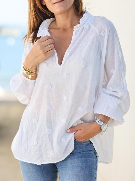 

Plain cotton solid cut loose top shirt plus size, White, Shirts & Blouses