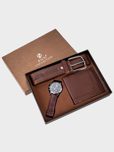 

Men's Watch Wallet Belt Festival Gift Box Father's Day Set, Black, Women's Bags