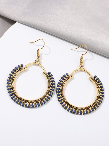 

Boho Vintage Braided Hand Threaded Earrings, Purplish blue, Earrings