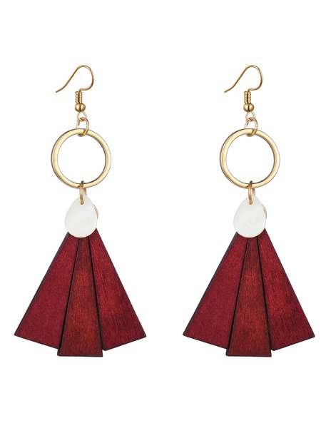 

Ethnic Vintage Triangle Wood Earrings, Red, Earrings