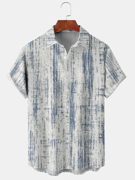 

Mens Art Wood Print Front Buttons Soft Breathable Chest Pocket Casual Hawaiian Shirt, Gray, Men's Floral shirt