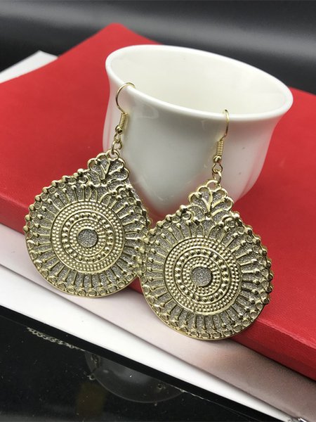 

Vintage Ethnic Sunflower Double Diamond Earrings, Golden, Earrings