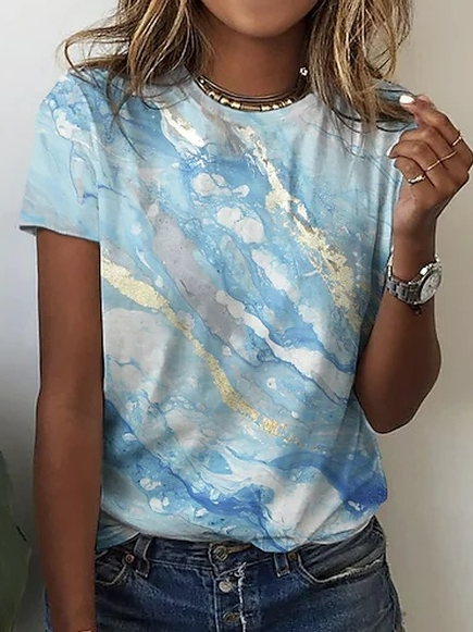 

Crew Neck Ombre Cotton-Blend T-Shirt, Multicolor, T-Shirts