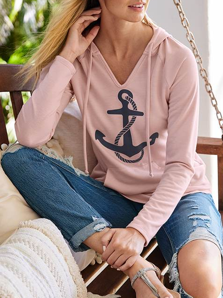 

Casual Anchor Print Sweatshirt, Pink, Sweatshirts & Hoodies