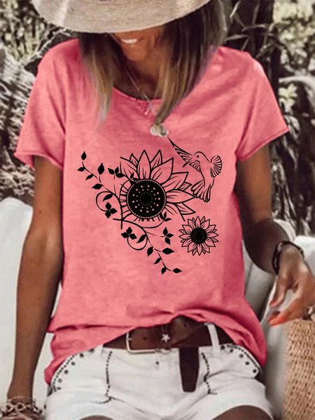 

Lilicloth X Vithya Sunflower And Bird Women's T-Shirt, Red, T-shirts
