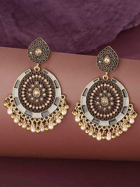 

Boho Vintage Bell Bead Earrings Ethnic Jewelry, Black, Earrings