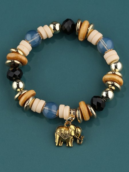 

Bohemian Resort Color Beaded Elephant Chapter Pendant Bracelet, As picture, Bracelets