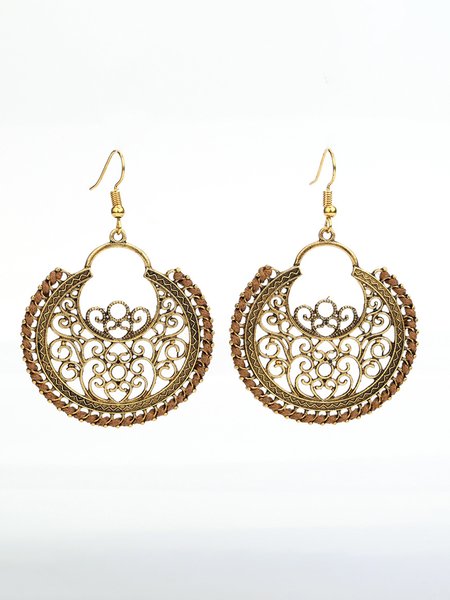 

Bohemian Beach Vacation Cutout Hand Braided Earrings, Coffee, Earrings