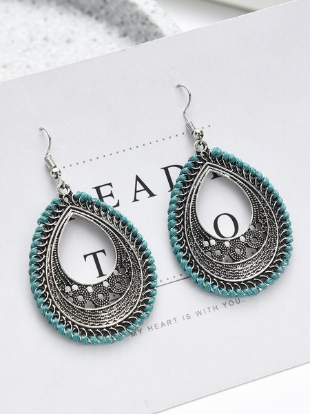 

Vintage Ethnic All Season Hollow out Commuting Metal Best Sell Dangle Braid Earrings for Women, Green, Earrings