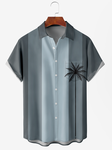 

Men's Ocean Coconut Print Anti-Wrinkle Moisture Wicking Fabric Fashion Hawaiian Lapel Short Sleeve Shirts, Blue, Men's Floral shirt