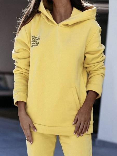 

Pullover Daily Casual Hoodie Long sleeve Sweatshirts, Yellow, Hoodies and Sweatshirts