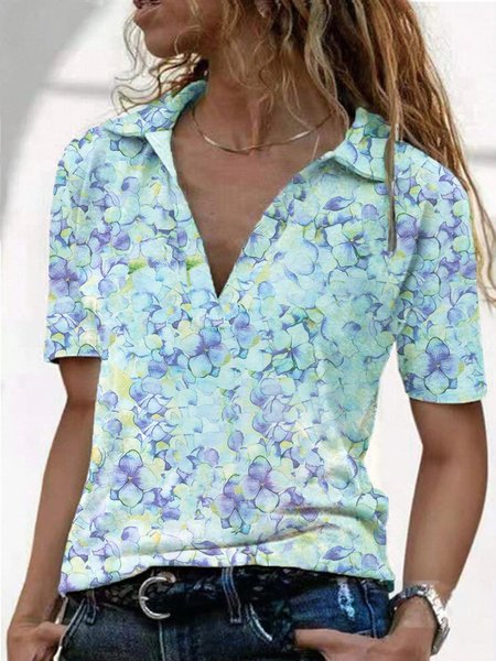 

Floral Shirt Collar Tops, Multicolor, Shirts & Blouses