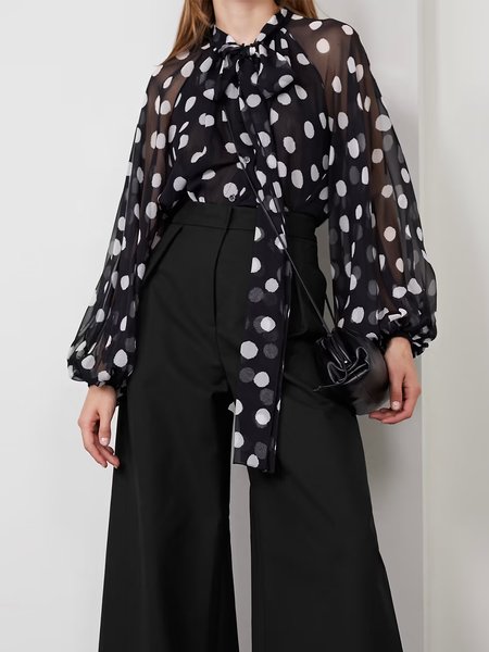

Urban Polka Dots Long Sleeve Top, Black, Blouses and Shirts