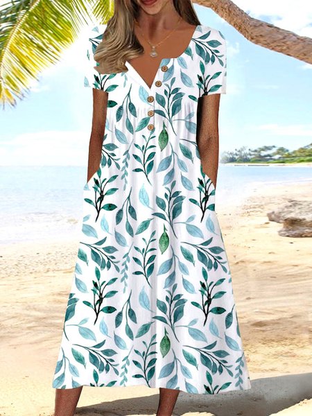 

Leaf Casual Regular Fit Leaf Dresses, White, Dresses