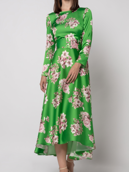 

Autumn Crew NeckX-Line Long sleeve Elegant Daily Dresses, Green, Maxi Dresses