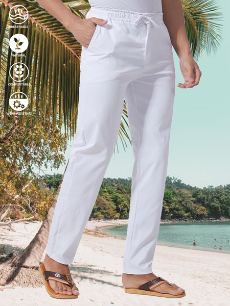 

Cotton And linen Style American Casual Basic Wild linen Trousers, As picture, Men's pants