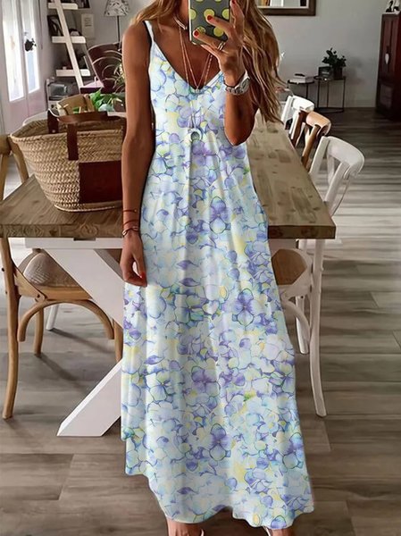 

Spaghetti Casual Floral Long Dresses, Multicolor, Dresses