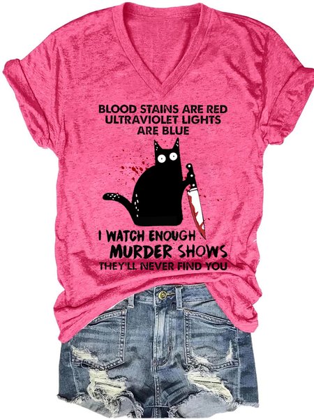 

Womens Red Blue Sarcasm Casual V Neck T-Shirt, Pink, T-shirts
