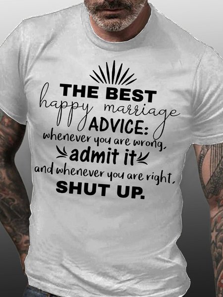

Funny Marriage Casual Cotton Crew Neck T-Shirt, White, T-shirts