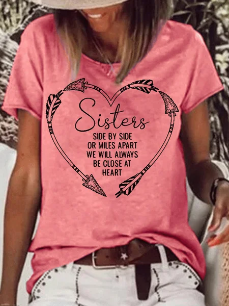 

Womens Funny Sister Casual T-Shirt, Red, T-shirts
