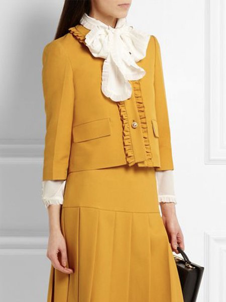 

Yellow Daily Regular Fit Elegant Shawl Collar Jacket, Jackets