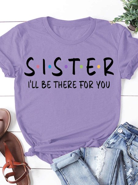 

Womens Funny Sister Crew Neck T-Shirt, Purple, T-shirts